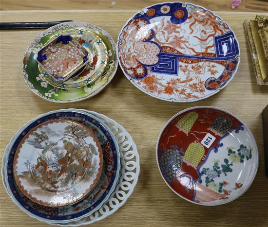 A group of assorted Japanese ceramics, largest 31cm